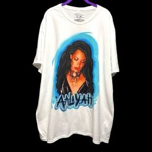 Aaliyah White Graphic Band T-Shirt 2XL